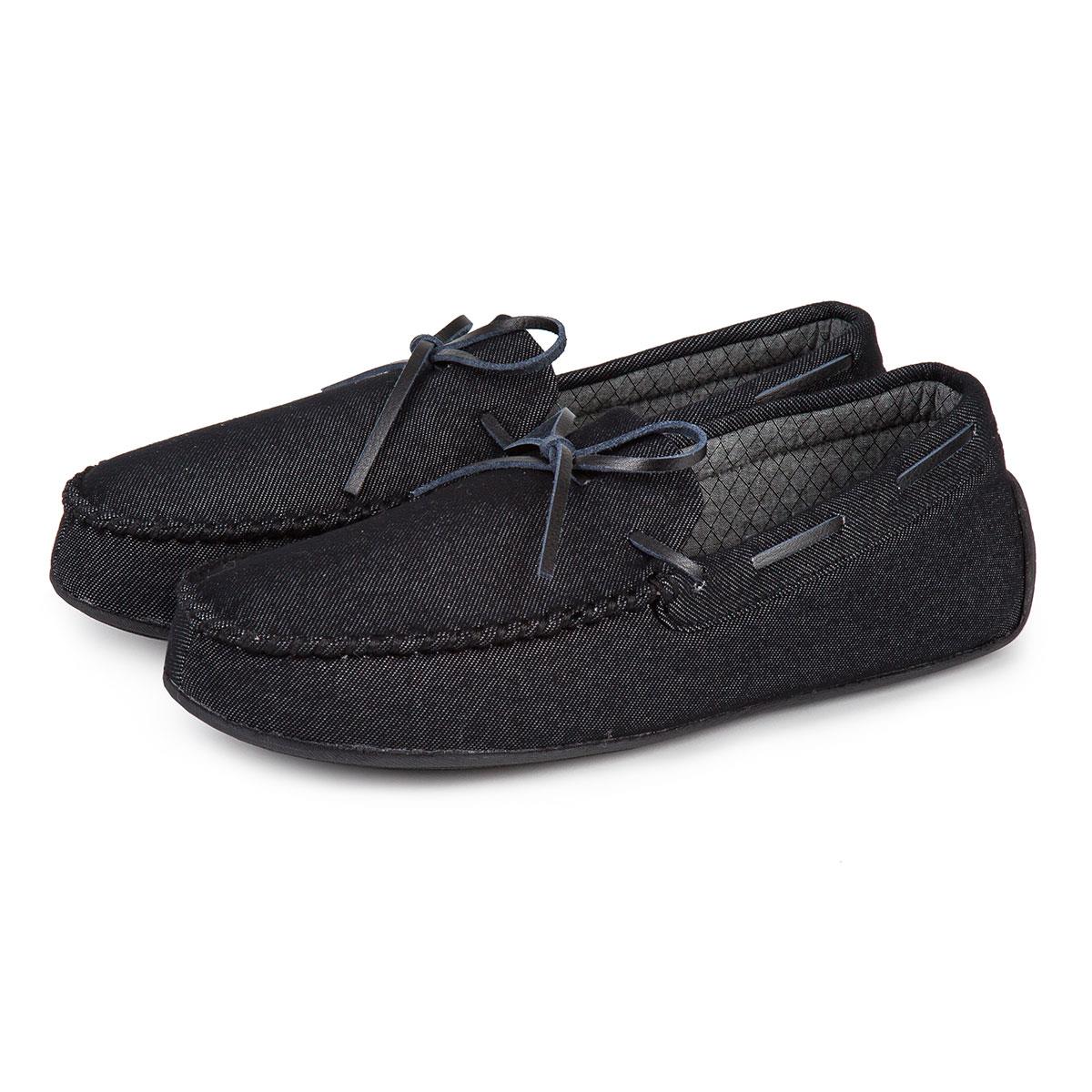Isotoner Mens Denim Moccasin Slippers | eBay